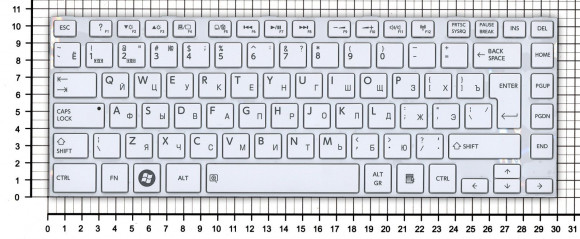 Клавиатура для ноутбука Toshiba Satellite L800 L830 белая