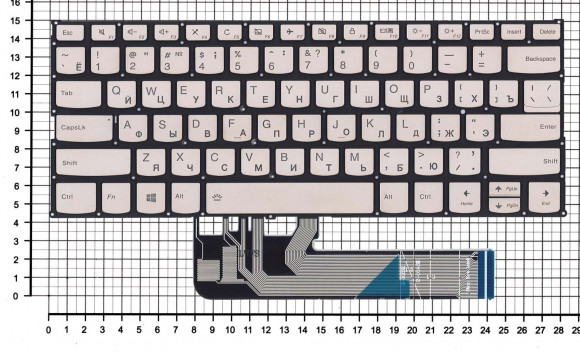 Клавиатура для ноутбука Lenovo Yoga 530-14IKB, серебристая с подсветкой