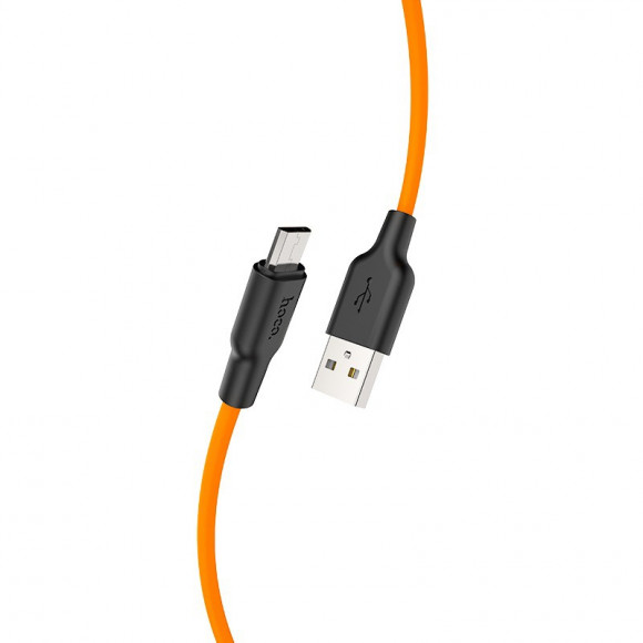 Кабель USB HOCO (X21) Plus microUSB (1м) (черно/оранжевый)