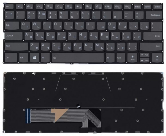 Клавиатура для ноутбука Lenovo Yoga 530-14IKB, черная с подсветкой