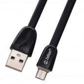 USB кабель Zetton USB SyncCharge Flat Glossy TPE Data Cable USB to Micro USB плоский пластиковые разьемы (черный) ZTUSBFGTBKMC