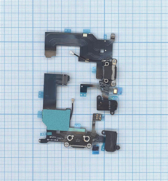 Шлейф разъема питания с аудио-разъемом для Apple iPhone 5, черный
