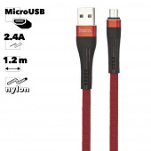 USB кабель Hoco U39 Slender Charging Data Cable Micro, 1.2 м (красный, черный)
