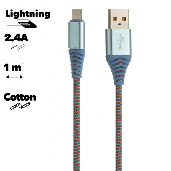 USB кабель "LP" для Apple 8-pin Носки (голубой, блистер)