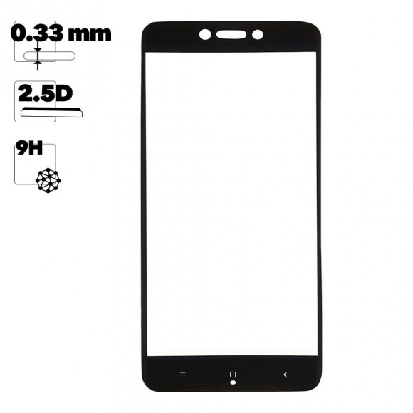 Защитное стекло с рамкой "LP" для Xiaomi Mi Redmi 4X Thin Frame Full Glue 0.33 мм, 2.5D, 9H, черное