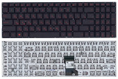 Клавиатура для ноутбука Asus N541, N501, черная, шрифт красный, с подсветкой