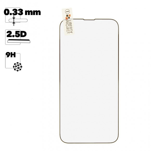 Защитное стекло "LP" для iPhone 14 Thin Frame Full Glue с рамкой 0,33 мм 2,5D 9H (черное)