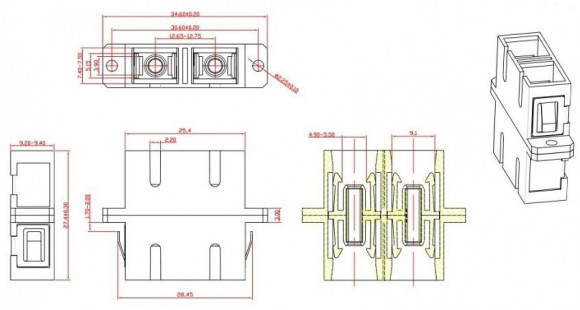 FA-P11Z-DSC/DSC-N/BK-BG Оптический проходной адаптер SC/PC-SC/PC, MM, duplex, корпус пластиковый, бежевый, черные колпачки Hyperline