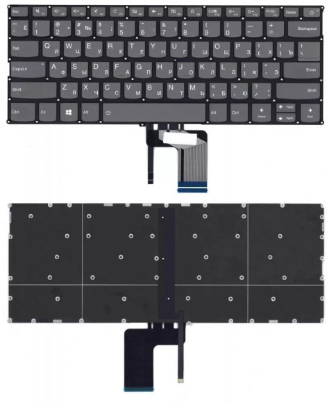 Клавиатура для ноутбука Lenovo IdeaPad 720S-14IKB, черная с подсветко