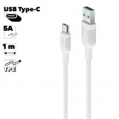 USB кабель Borofone BX33 Type-C 5A Billow Flash Charging Data Cable, белый USB кабель Borofone BX33 Type-C 5A Billow Flash Charging Data Cable, белый
