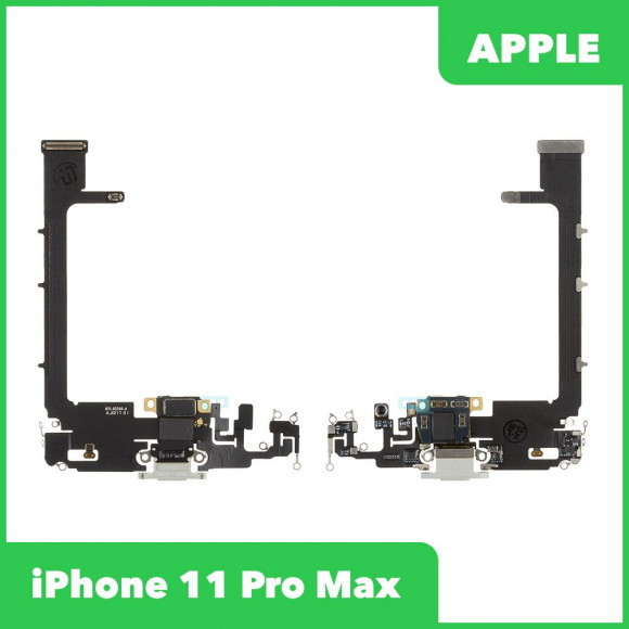 Системный разъем (разъем зарядки) для iPhone 11 Pro Max, микрофон, 100% оригинал (белый)