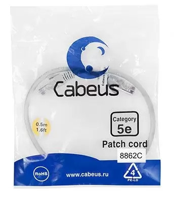 Патч-корд U/UTP Cabeus PC-UTP-RJ45-Cat.5e-0.5m-LSZH