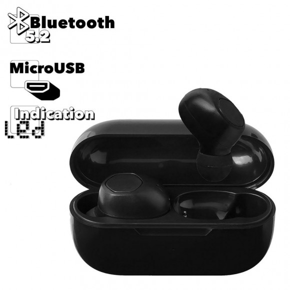 TWS Bluetooth беспроводная гарнитура M12 BT 5.2 (черная)