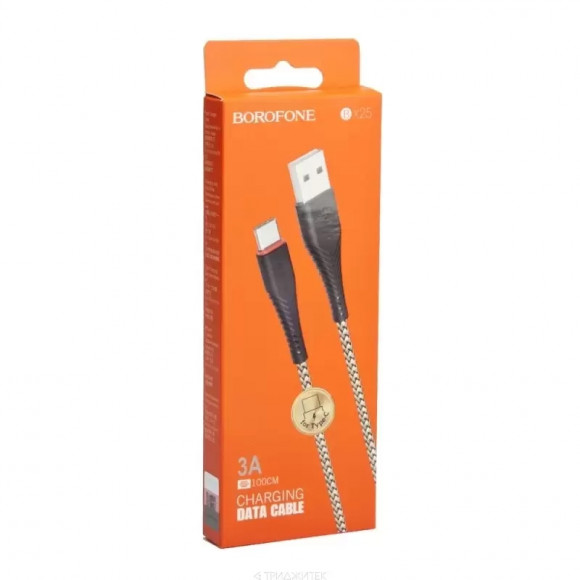 USB кабель Borofone BX25 Powerful Charging Data Cable For Type-C, черный USB кабель Borofone BX25 Powerful Charging Data Cable For Type-C, черный