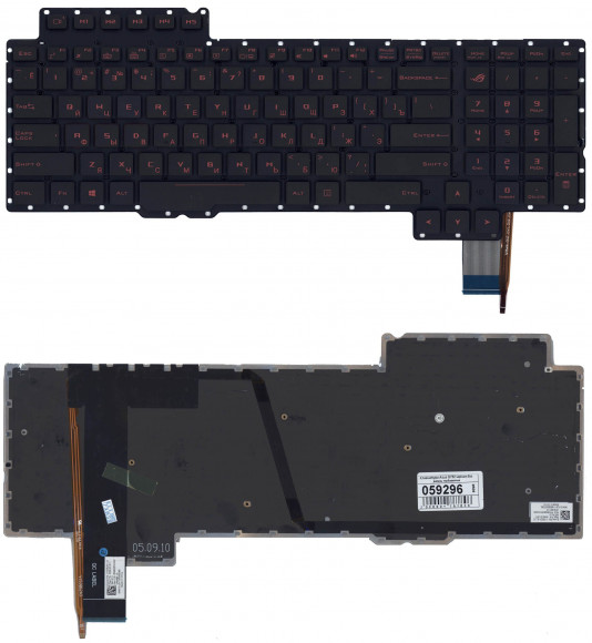 Клавиатура для ноутбука Asus ROG G752, G752VL, G752VS, черная без рамки, красная подсветка
