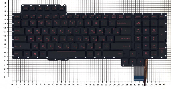 Клавиатура для ноутбука Asus ROG G752, G752VL, G752VS, черная без рамки, красная подсветка Клавиатура для ноутбука Asus ROG G752, G752VL, G752VS, черная без рамки, красная подсветка