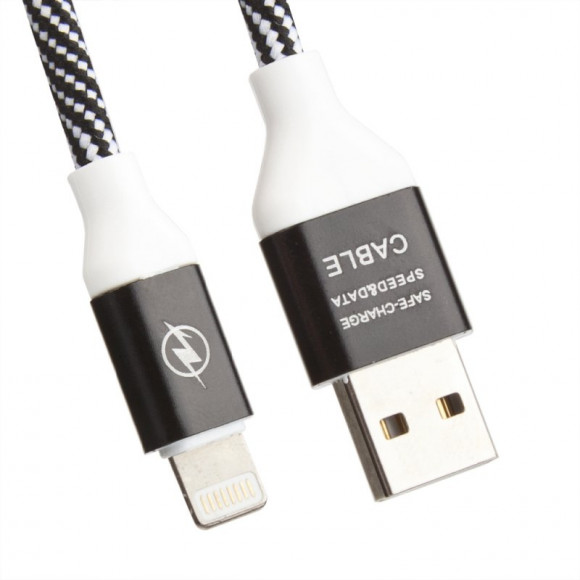 USB кабель "LP" для Apple 8-pin "Волны" (черный/белый, европакет)
