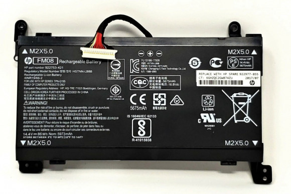 Аккумулятор (батарея) для ноутбука HP Omen 17-AN (FM08) 16Pin 14.4V 5700mAh