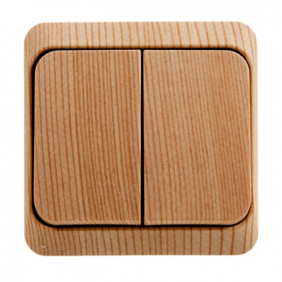 Выключатель двухклавишный наружный сосна сх.5 ЭТЮД (BA10-002D) Schneider Electric