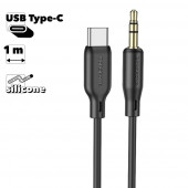 Аудиокабель BOROFONE BL18 USB Type-C, 1м, силикон (черный) Аудиокабель BOROFONE BL18 USB Type-C, 1м, силикон (черный)