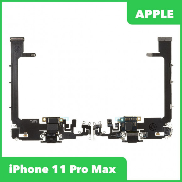 Системный разъем (разъем зарядки) для iPhone 11 Pro Max, микрофон, 100% оригинал (черный)