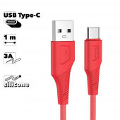 USB кабель HOCO X58 Airy Type-C, 3А, 1м, силикон (красный)