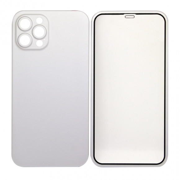 Защита 360° стекло + чехол для Apple iPhone 12 Pro, серебро