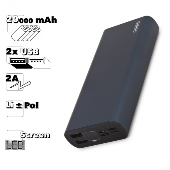 Внешний АКБ Power Bank WK Yins Series 20000 mAh WP-109 2хUSB 2 А (синий)