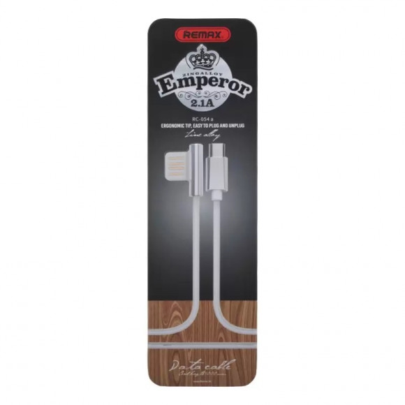USB кабель Remax Emperor Series Cable RC-054a USB Type-C круглый пластиковые разьемы Г-образный, серебряный