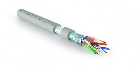 FUTP4-C5E-S24-IN-LSLTX-GY-305 (305 м) Кабель витая пара F/UTP, категория 5e, 4 пары (24 AWG), одножильный (solid), экран - фольга, нг(А)-LSLTx, внутре