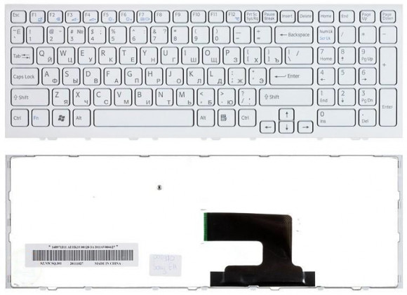 Клавиатура для ноутбука Sony Vaio VPC-EH VPCEH белая с белой рамкой Клавиатура для ноутбука Sony Vaio VPC-EH VPCEH белая с белой рамкой