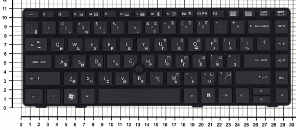 Клавиатура для ноутбука HP EliteBook 8460P, ProBook 6460B, 6465B, черная с черной рамкой с указателем