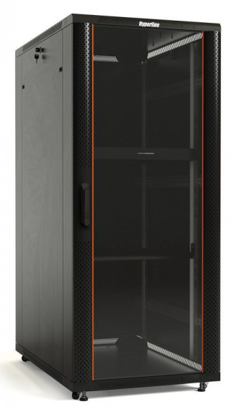 TTB-2266-AS-RAL9004 , Шкаф напольный 19-дюймовый, 22 U, 1166x600х600 мм (ВхШхГ), передняя стеклянная дверь Hyperline