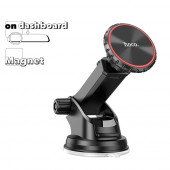 Держатель в авто HOCO CA98 City магнитный, на панель, на короткой штанге (черный)