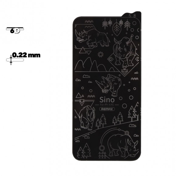 Защитное стекло 6D для Apple iPhone X, XS Remax Rhino GL-56 0, 22 мм, черное