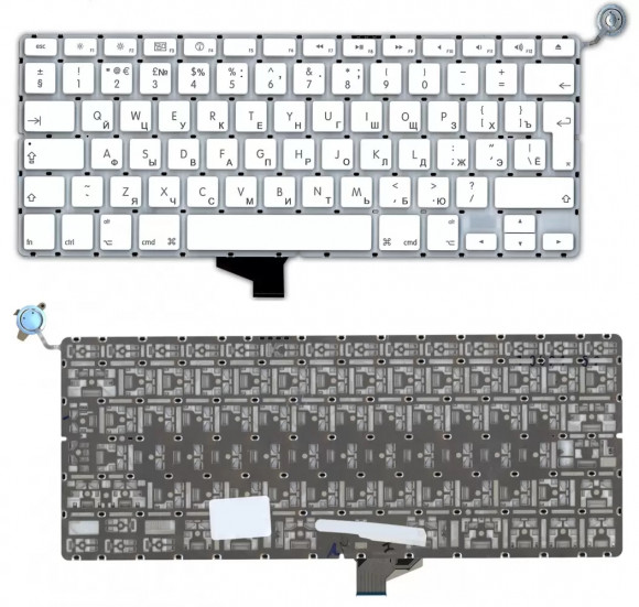 Клавиатура для ноутбука Apple A1342, белая 13.3", большой Enter