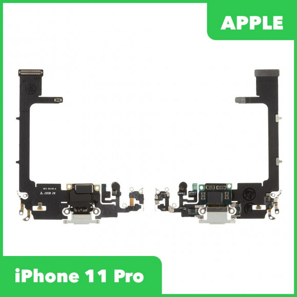 Системный разъем (разъем зарядки) для iPhone 11 Pro, микрофон, 100% оригинал (белый)