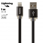 USB Дата-кабель Remax для Apple 8-pin плоский с золотым коннектором, 1 метр, черный USB Дата-кабель Remax для Apple 8-pin плоский с золотым коннектором, 1 метр, черный