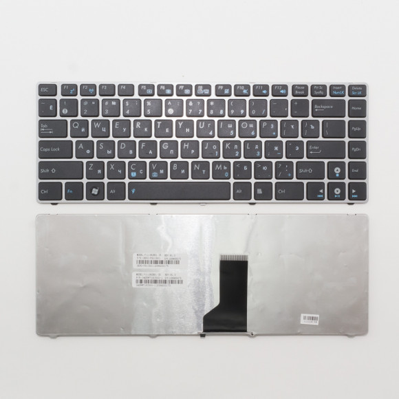 Клавиатура для ноутбука Asus A42, K42, UL30 черная с серебристой рамкой