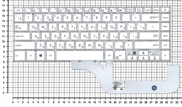 Клавиатура для ноутбука Asus VivoBook 15 X505, белая