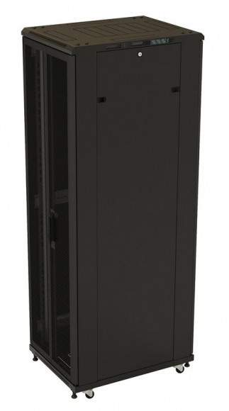 TTB-1868-DD-RAL9004 Шкаф напольный 19-дюймовый, 18U, 988x600х800 мм (ВхШхГ), передняя и задняя распашные перфорированные двери (75%), ручка с замком,