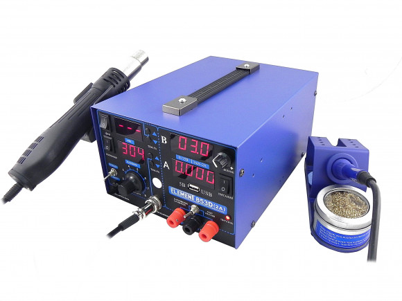 Паяльная станция Element 853D со встроенным блоком питания 15В, 2A Паяльная станция Element 853D со встроенным блоком питания 15В, 2A