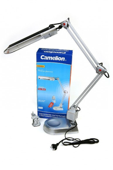 Светильник Camelion KD-017A серебро (в комплектете база+струбцина)