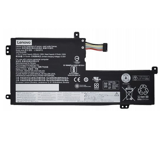 Аккумулятор (батарея) для ноутбука Lenovo IdeaPad L340-15API, L340-15IWL (L18C3PF2, L18M3PF2), 35Wh, 3280мАч, 11.25V