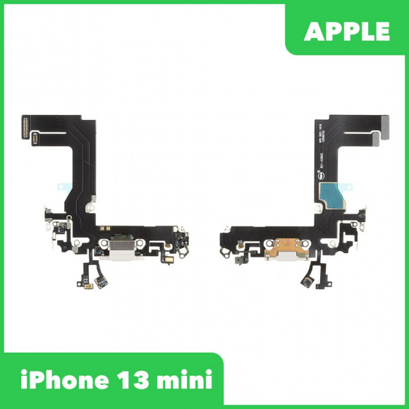 Системный разъем (разъем зарядки) для iPhone 13 mini, микрофон (белый)