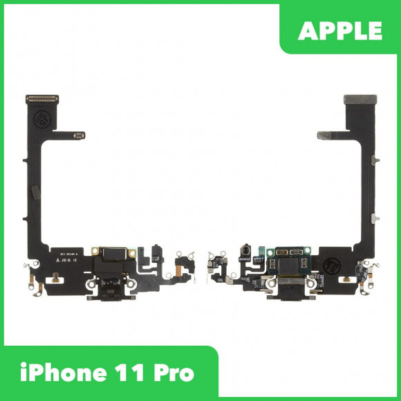 Системный разъем (разъем зарядки) для iPhone 11 Pro, микрофон, 100% оригинал (черный)