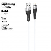 USB кабель Borofone BX46 Rush Silicone Charging Data Cable For Lightning, белый