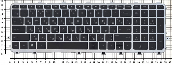 Клавиатура для ноутбука HP Envy 15-j000, черная с серебристой рамкой с подсветкой