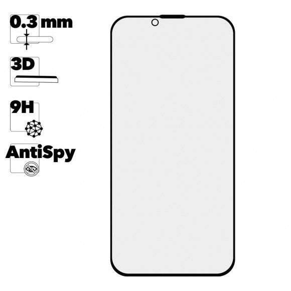Защитное стекло REMAX GL-27 Medicine Privacy на дисплей Apple iPhone 14, 13, 13 Pro, черная рамка