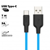 USB кабель Hoco X21 Plus Silicone Type-C, 3А, 1м, силикон (синий/черный)